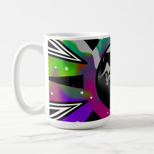 Psychedelische Tie-Dye-Planet und abstrakte Design Kaffeetasse (Links)