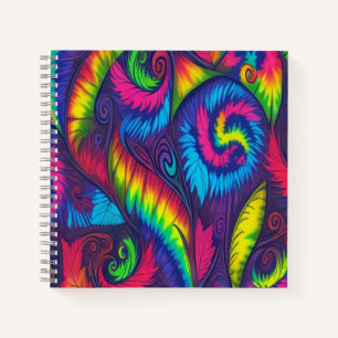 Psychedelische Tie Dye Regenbogen Blätter Vibrale  Notizblock