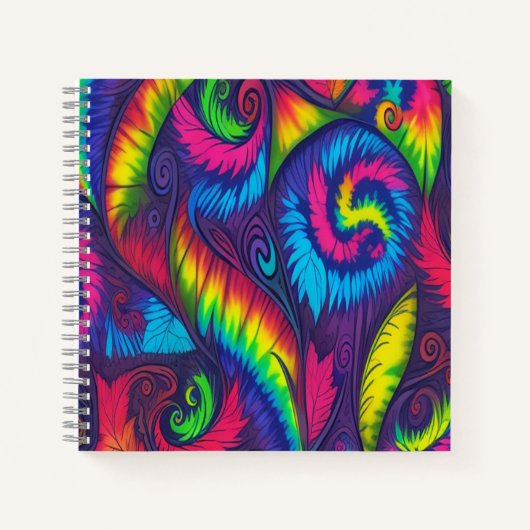 Psychedelische Tie Dye Regenbogen Blätter Vibrale  Notizblock (Vorderseite)