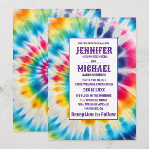 Psychedelische Tiedye-Hochzeitseinladungen Einladung
