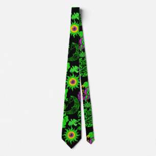 Psychedelische Tiere Muster Black BG Krawatte