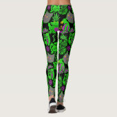 Psychedelische Tiere Muster Black BG Leggings (Rückseite)