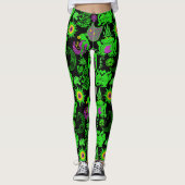 Psychedelische Tiere Muster Black BG Leggings (Vorderseite)