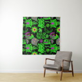 Psychedelische Tiere Muster Black BG Wandteppich (Beispiel (Horizontal))