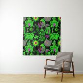 Psychedelische Tiere Muster Black BG Wandteppich (Beispiel)