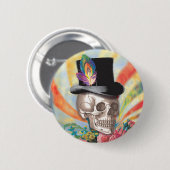 Psychedelische Top Hat Schädelschaltfläche Button (Vorne & Hinten)