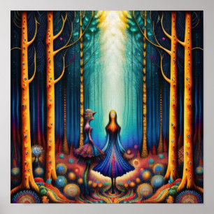 Psychedelische Träume in die Holzkunst Poster