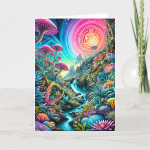 Psychedelische Traumwelt verzaubert Dankeskarte