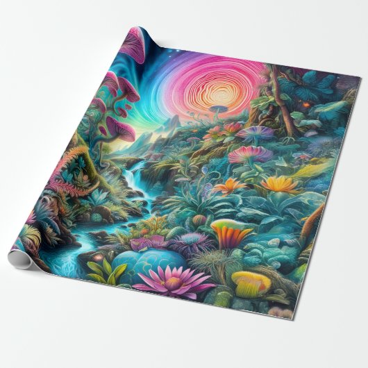 Psychedelische Traumwelt verzaubert Geschenkpapier (Ungerollt)