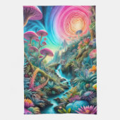 Psychedelische Traumwelt verzaubert Geschirrtuch (Vertikal)