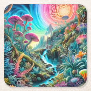 Psychedelische Traumwelt verzaubert Rechteckiger Pappuntersetzer