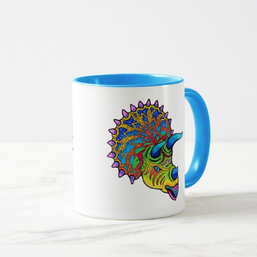 Psychedelische Triceratops Tasse (VorderseiteRechts)