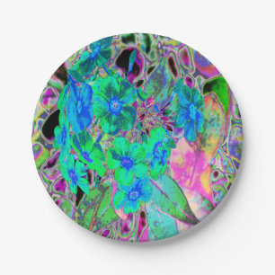 Psychedelische trippige Limettengrüne und blaue Bl Pappteller