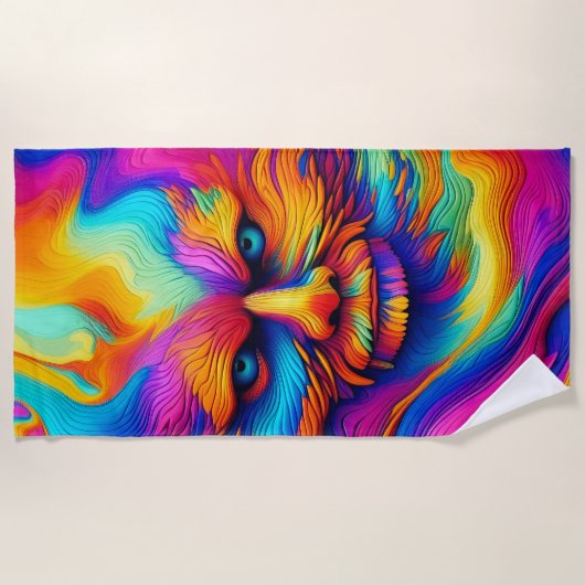 Psychedelische Trippy-Abstrakte Paint Splash Strandtuch (Vorderseite)