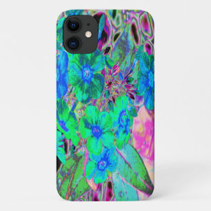 Psychedelische Trippy Lime Green and Blue Flowers Case-Mate iPhone Hülle