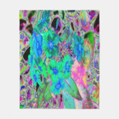 Psychedelische Trippy Lime Green and Blue Flowers Fleecedecke (Vorderseite)