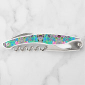 Psychedelische Trippy Lime Green and Blue Flowers Kellnermesser (Rückseite)