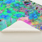 Psychedelische Trippy Lime Green and Blue Flowers Sherpadecke (3/4)