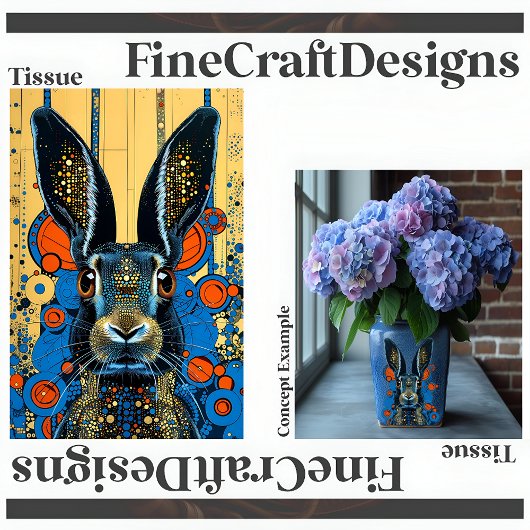 Psychedelische Trippy-Rabbit Hare Decoupage Verlas Seidenpapier