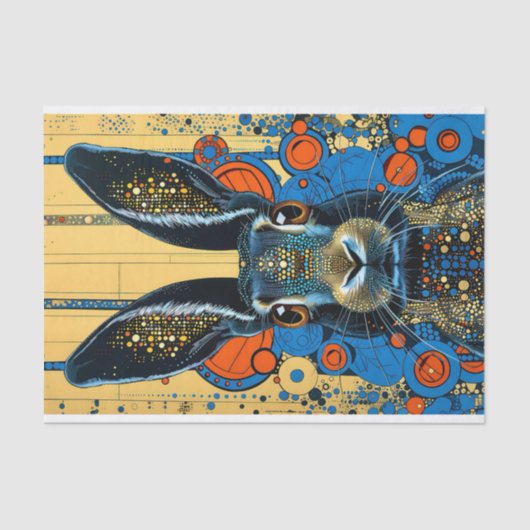 Psychedelische Trippy-Rabbit Hare Decoupage Verlas Seidenpapier (Vorderseite)