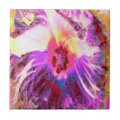 Psychedelische Trippy Rainbow Colors Hibiskus Blum Fliese (Vorderseite)