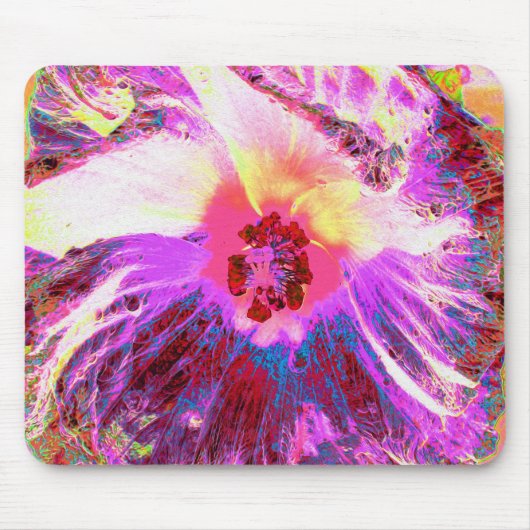 Psychedelische Trippy Rainbow Colors Hibiskus Blum Mousepad (Vorne)
