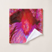 Psychedelische Trippy Retro Red Hibiskus Blume Badhandtuch Set (Waschlappen)