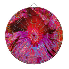 Psychedelische Trippy Retro Red Hibiskus Blume Dartscheibe