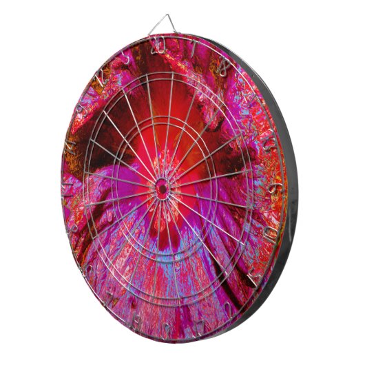 Psychedelische Trippy Retro Red Hibiskus Blume Dartscheibe (Vorderseite rechts)