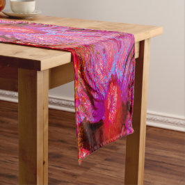 Psychedelische Trippy Retro Red Hibiskus Blume Kurzer Tischläufer