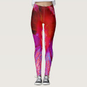 Psychedelische Trippy Retro Red Hibiskus Blume Leggings (Vorderseite)