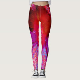 Psychedelische Trippy Retro Red Hibiskus Blume Leggings