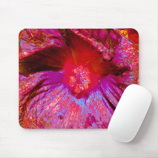 Psychedelische Trippy Retro Red Hibiskus Blume Mousepad (Mit Mouse)
