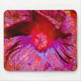 Psychedelische Trippy Retro Red Hibiskus Blume Mousepad
