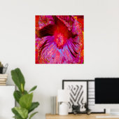 Psychedelische Trippy Retro Red Hibiskus Blume Poster (Heimbüro)