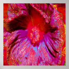 Psychedelische Trippy Retro Red Hibiskus Blume Poster