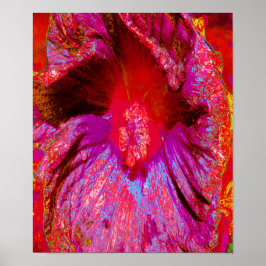 Psychedelische Trippy Retro Red Hibiskus Blume Poster