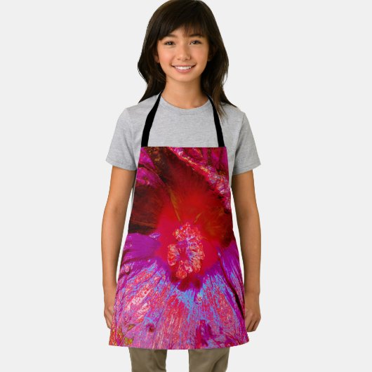 Psychedelische Trippy Retro Red Hibiskus Blume Schürze (Insitu)