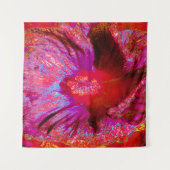 Psychedelische Trippy Retro Red Hibiskus Blume Wandteppich (Vorderseite (Horizontal))