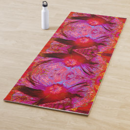 Psychedelische Trippy Retro Red Hibiskus Blume Yogamatte