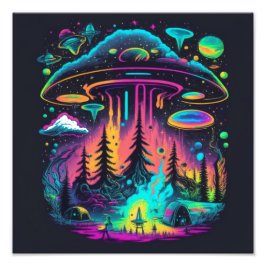 Psychedelische UFO Fantasy Art Fotodruck