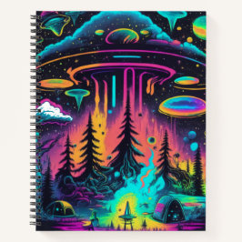 Psychedelische UFO Fantasy Art Notizblock