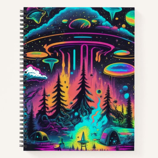 Psychedelische UFO Fantasy Art Notizblock (Vorderseite)
