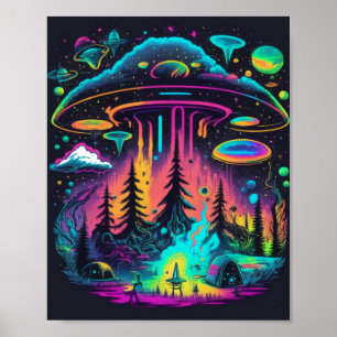 Psychedelische UFO Fantasy Art Poster
