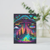 Psychedelische UFO Fantasy Art Postkarte (Stehend Vorderseite)