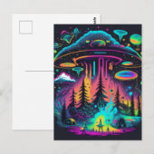 Psychedelische UFO Fantasy Art Postkarte (Vorne/Hinten)