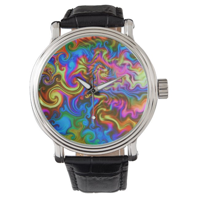 Psychedelische Uhr immer Party Zeit! Neon Regenbog (Vorderseite)