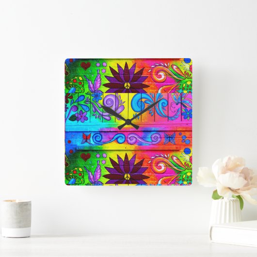 psychedelische Uhr Siebzigerjahre Hippie (Zuhause)