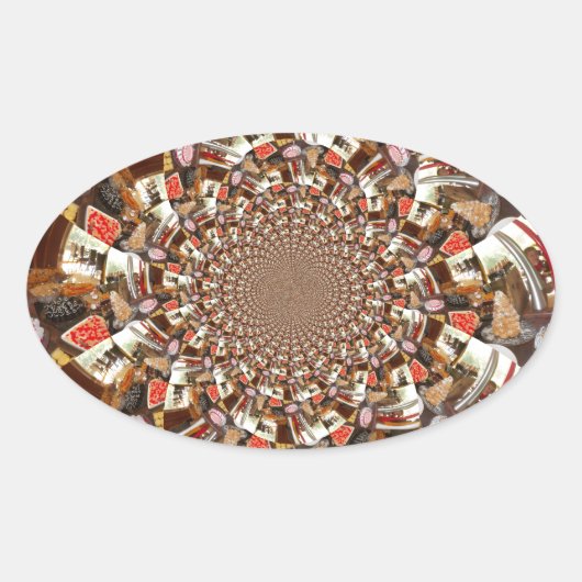 Psychedelische Vision von Brown Hues Ovaler Aufkleber (Vorderseite)