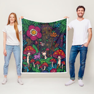 Psychedelische Wald-Flanelldecke Fleecedecke